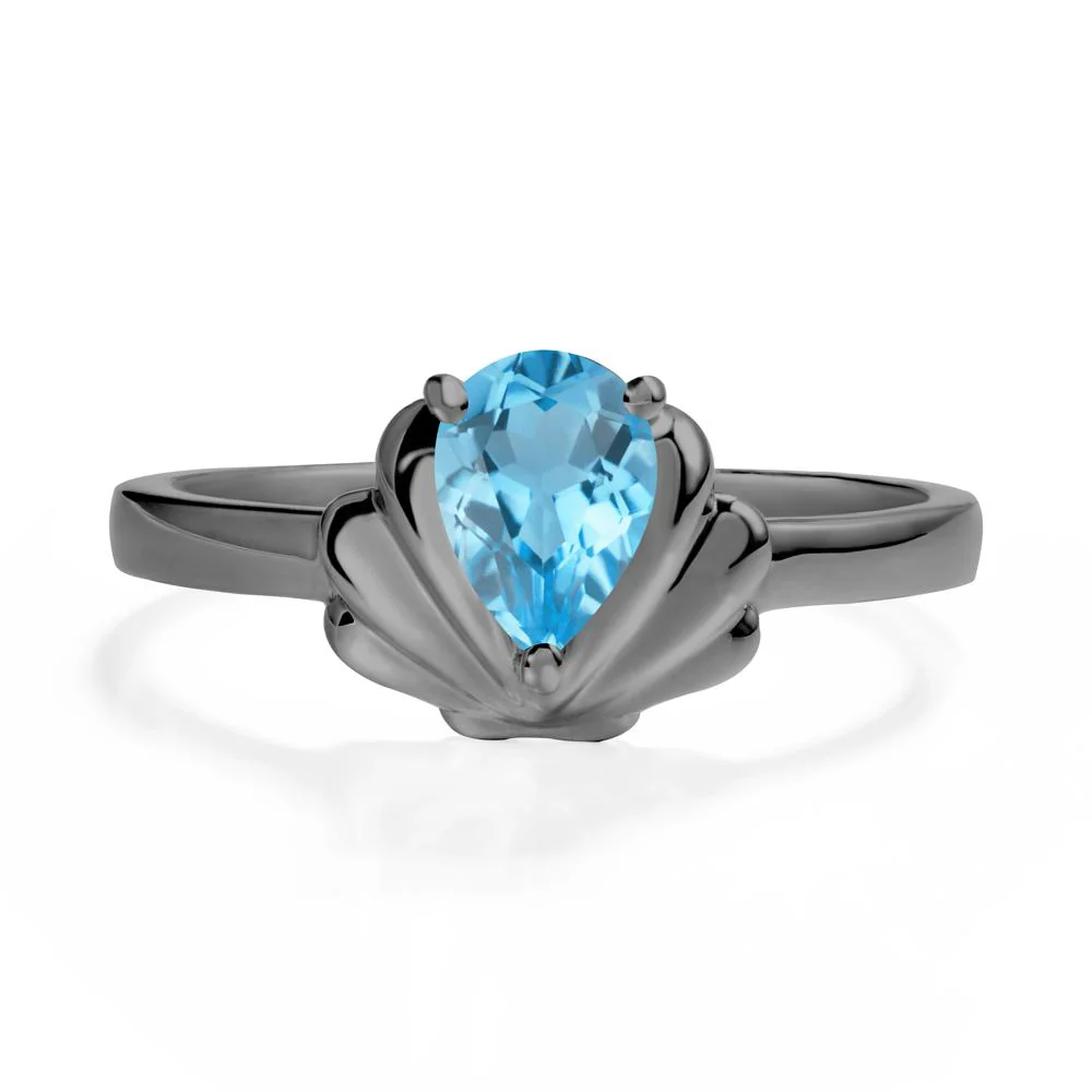 Pear Swiss Blue Topaz Shell Engagement Ring