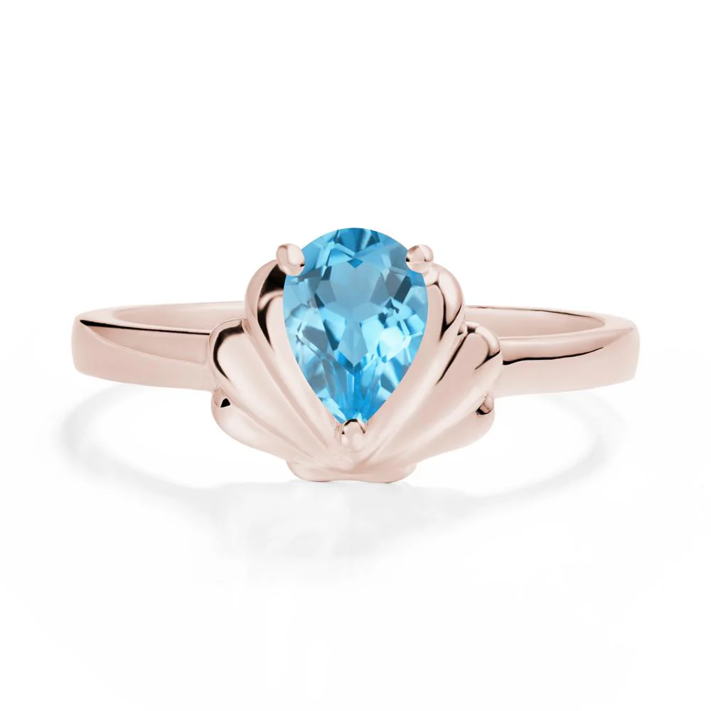 Pear Swiss Blue Topaz Shell Engagement Ring - Image 2