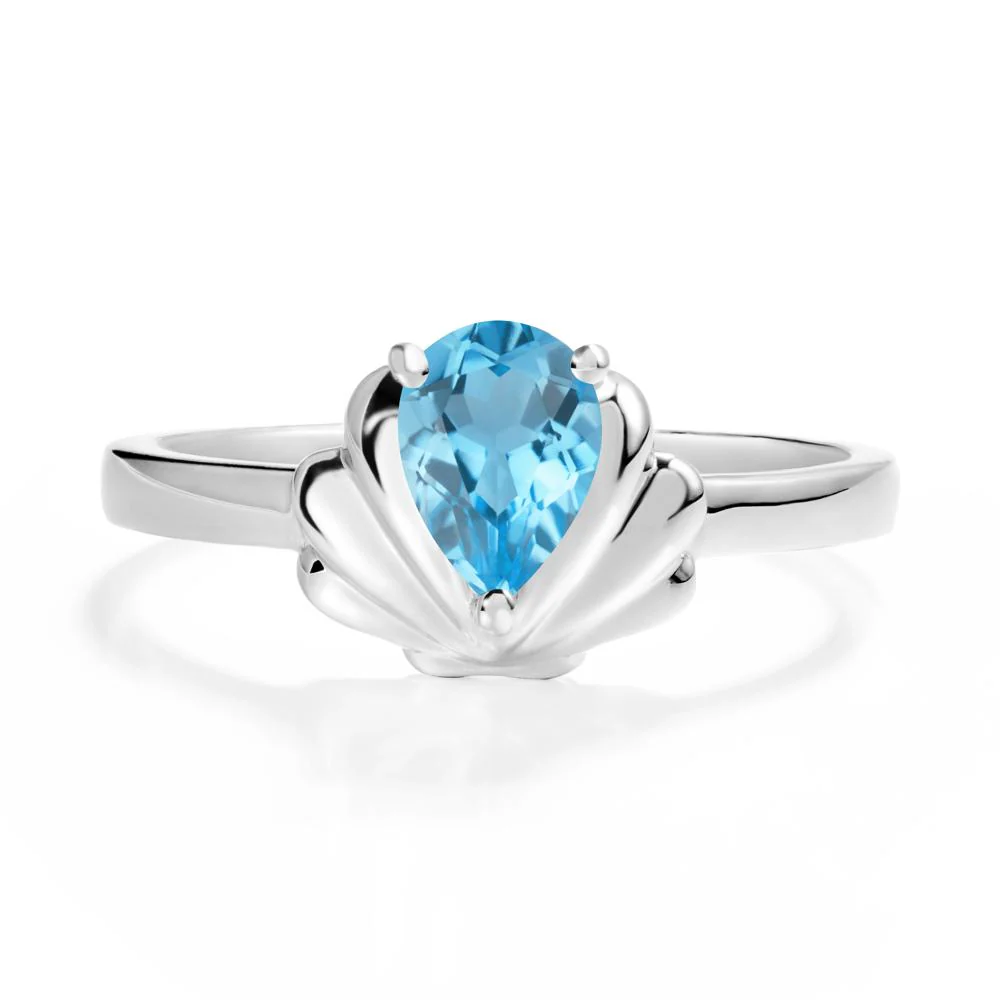 Pear Swiss Blue Topaz Shell Engagement Ring - Image 6