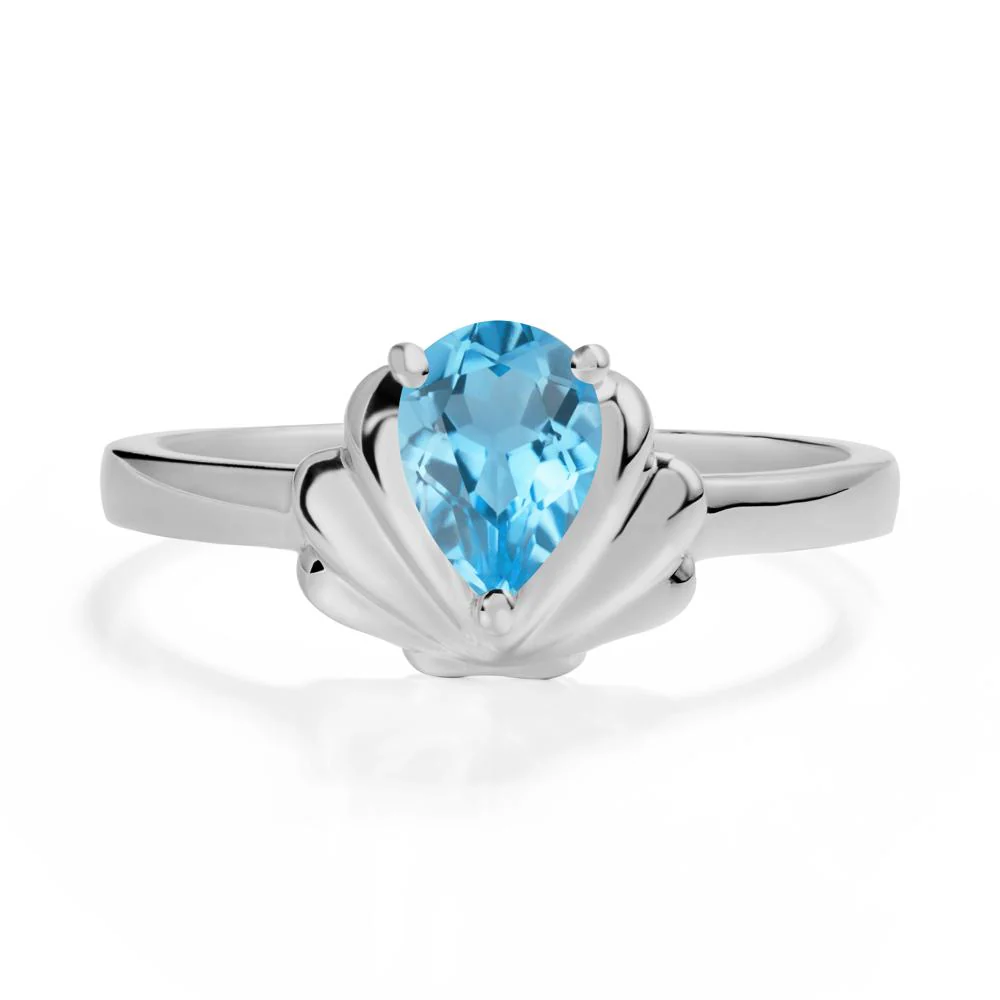 Pear Swiss Blue Topaz Shell Engagement Ring - Image 8