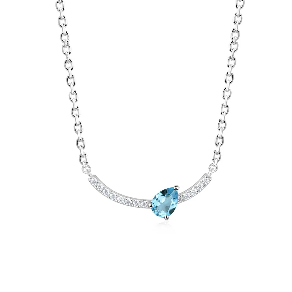 Pear Swiss Blue Topaz Smile Necklace - Image 7