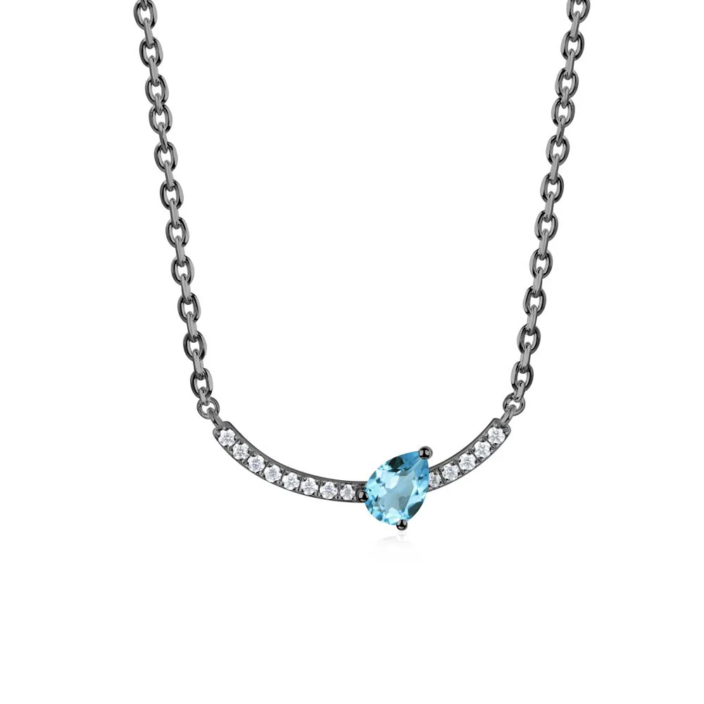 Pear Swiss Blue Topaz Smile Necklace - Image 9