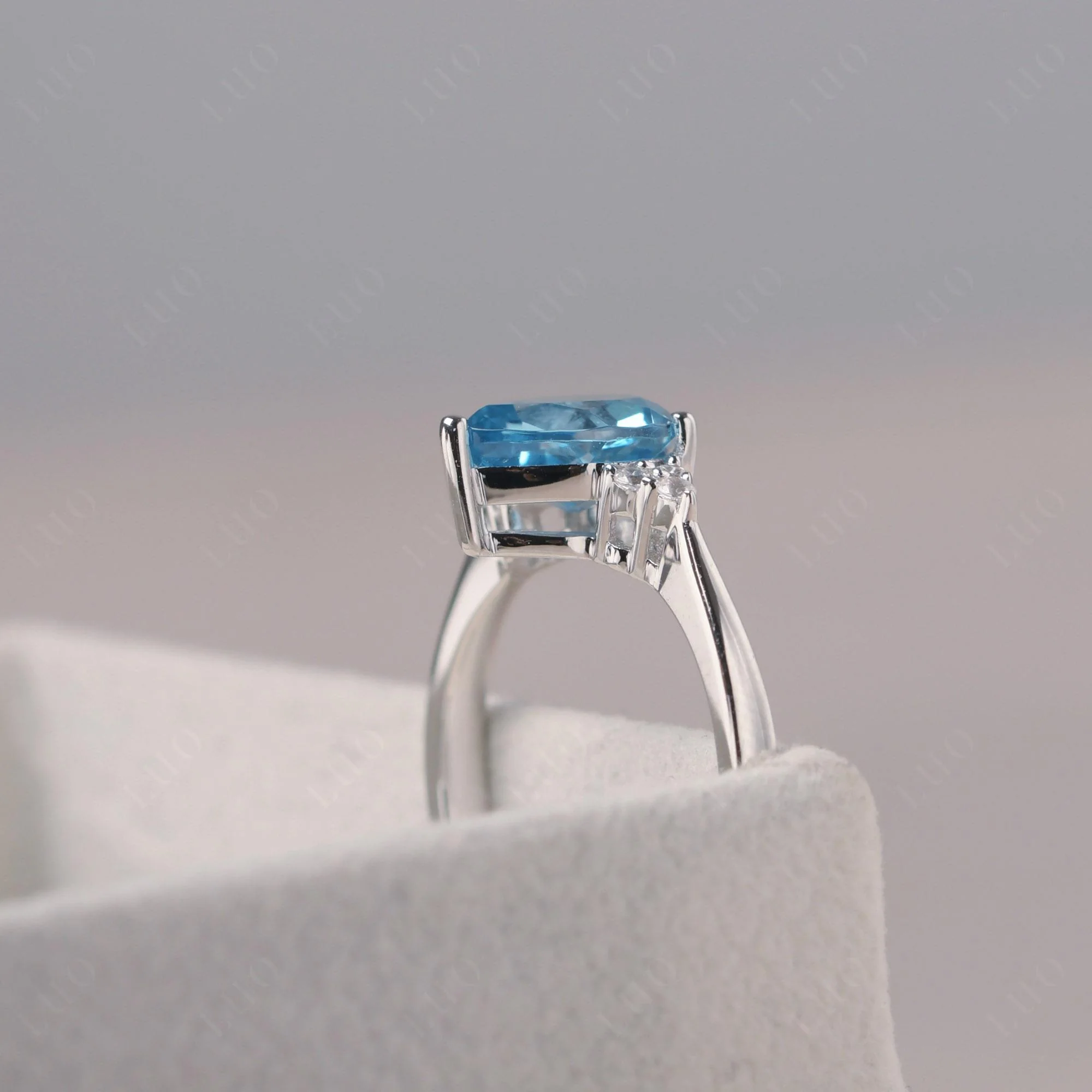 Pear Shaped Swiss Blue Topaz Promise Ring - Image 4
