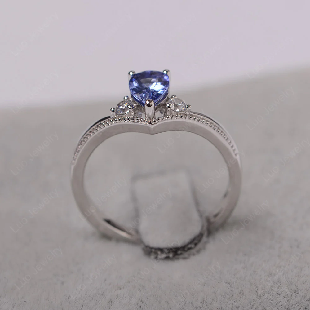 Pear Shaped Tanzanite Chevron Ring - Image 3