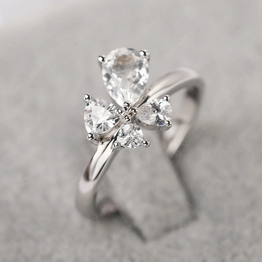 White Topaz 4 Stone Ring - Image 2