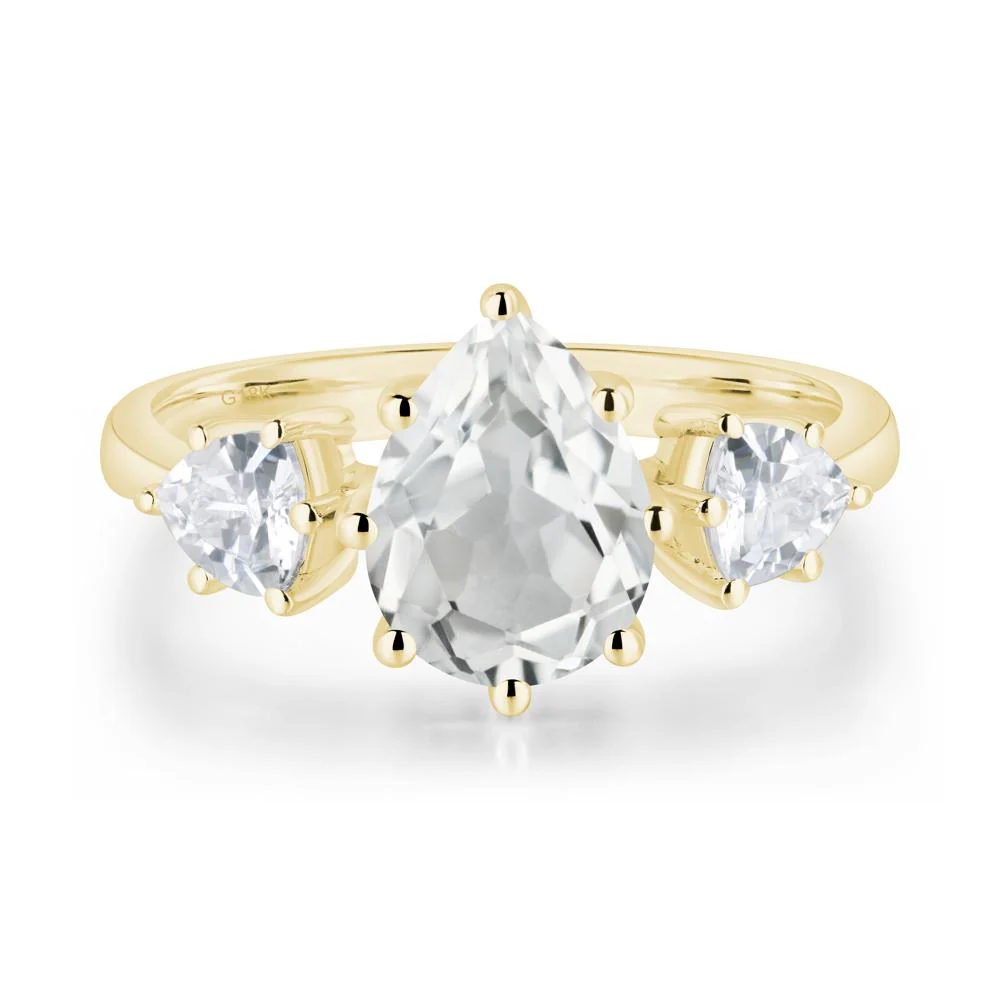 Pear White Topaz Ring with Trillion Side Stone - Image 7
