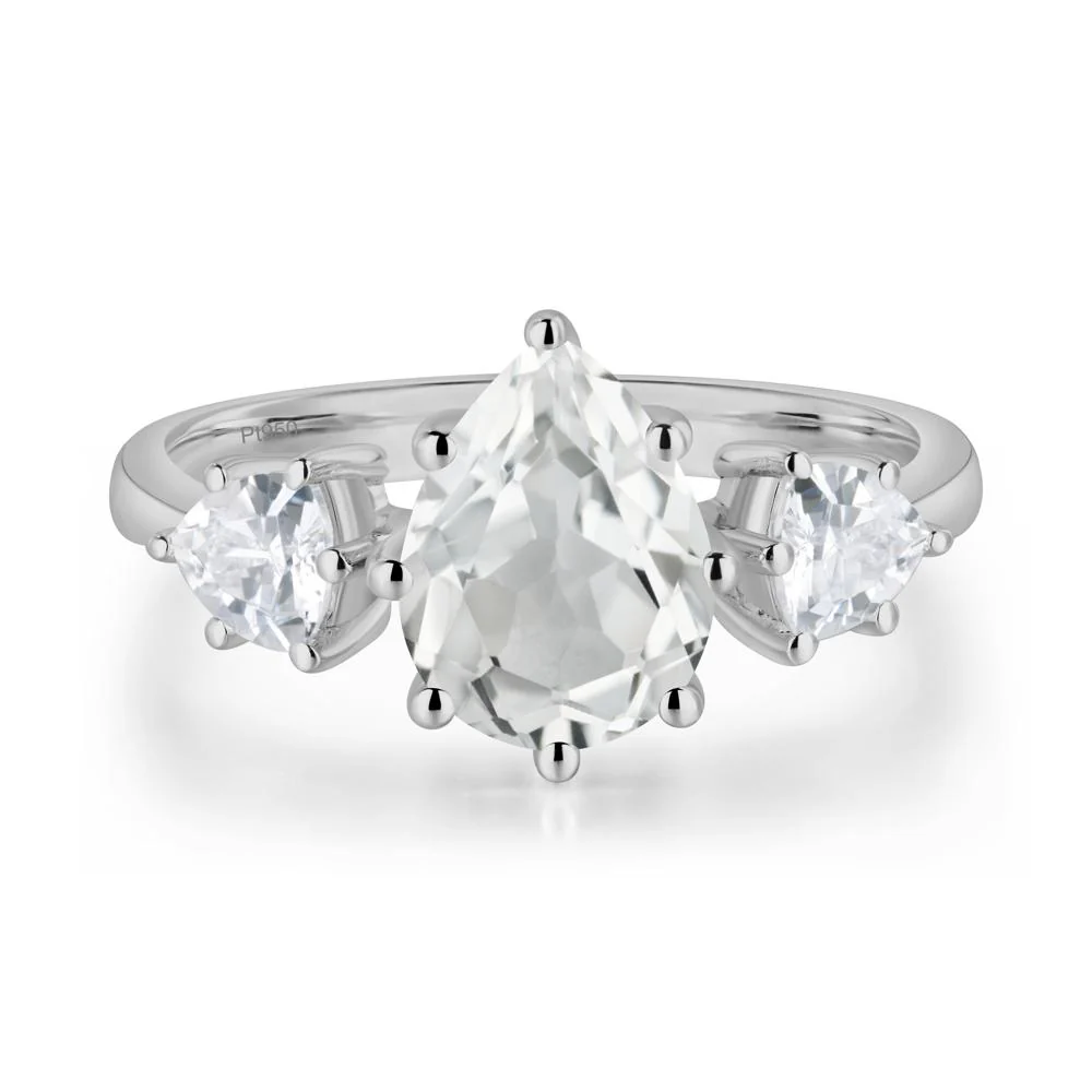 Pear White Topaz Ring with Trillion Side Stone - Image 9