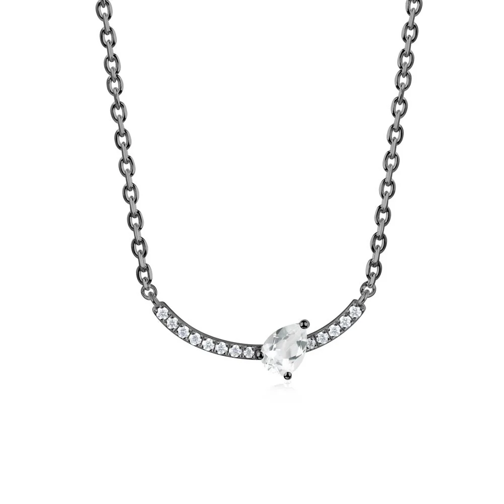 Pear White Topaz Smile Necklace - Image 2