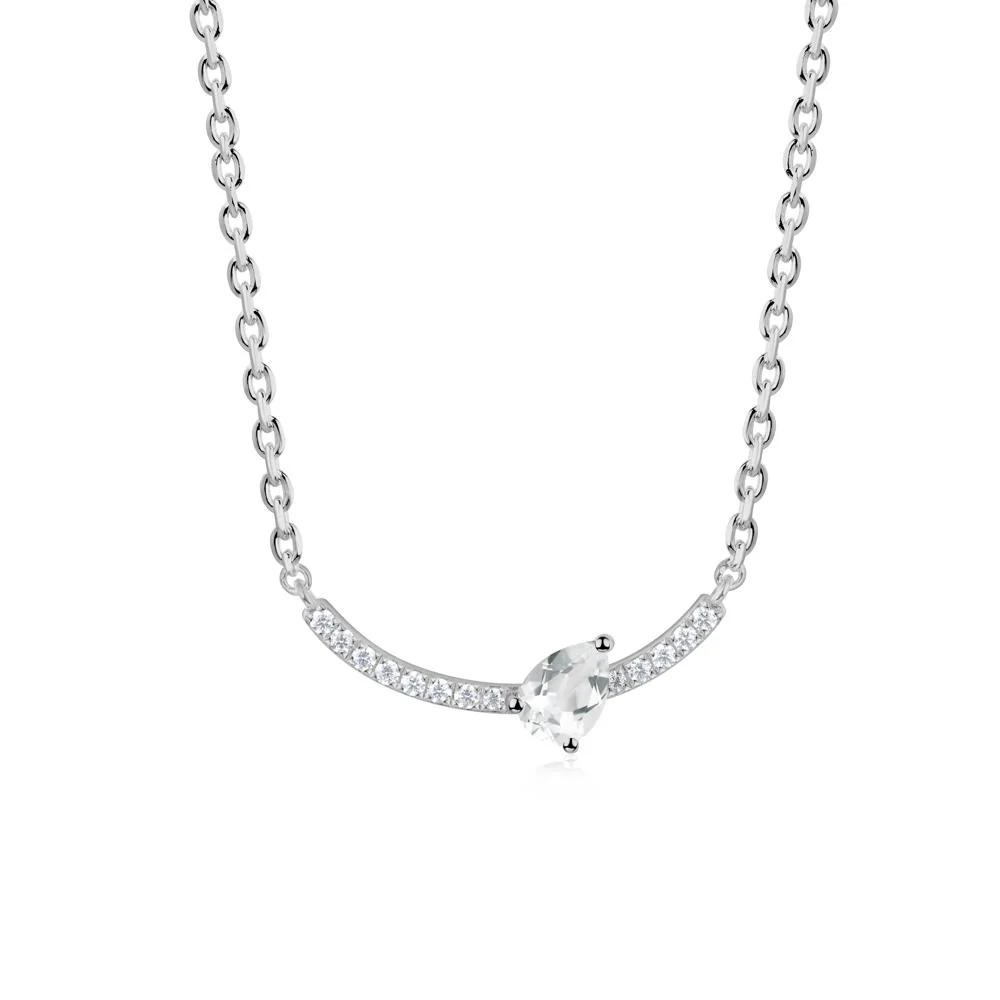 Pear White Topaz Smile Necklace - Image 3