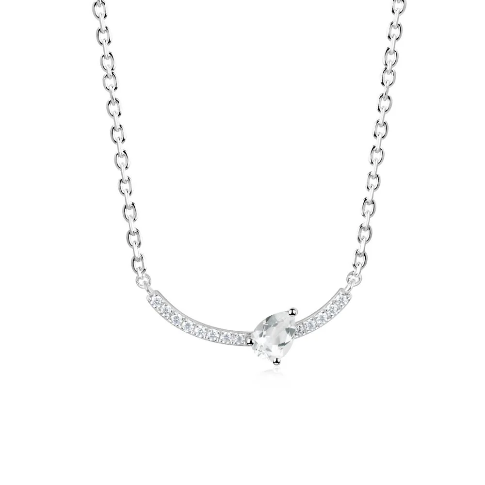 Pear White Topaz Smile Necklace - Image 9