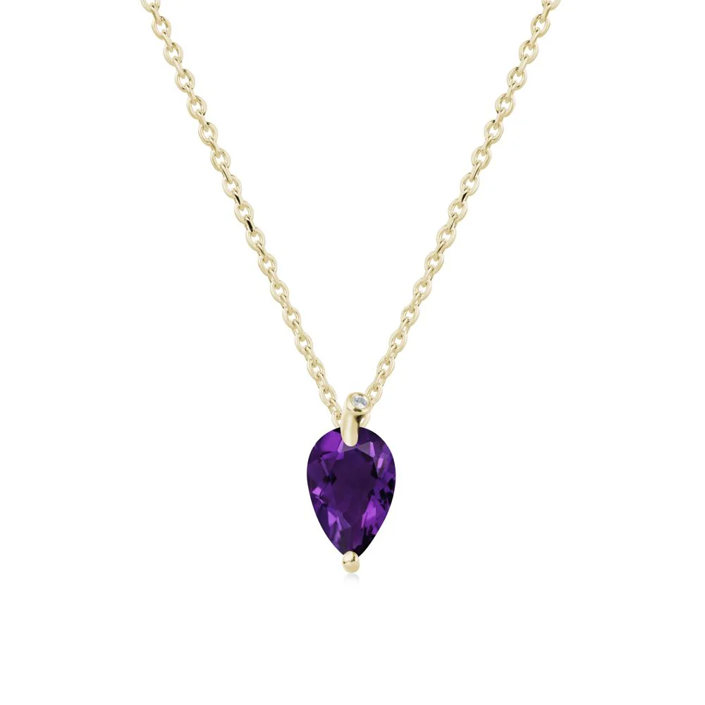 Pear Shaped Amethyst Leaf Necklace - Image 4