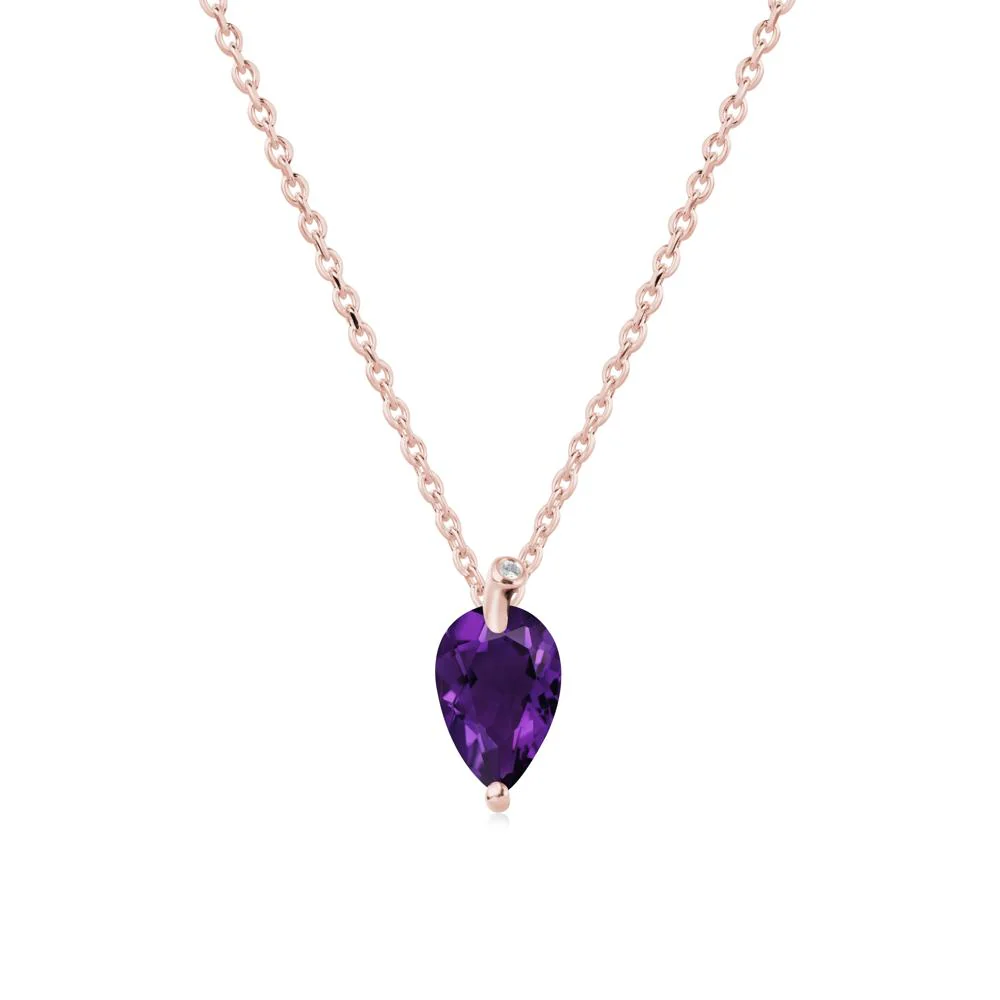 Pear Shaped Amethyst Leaf Necklace - Image 5
