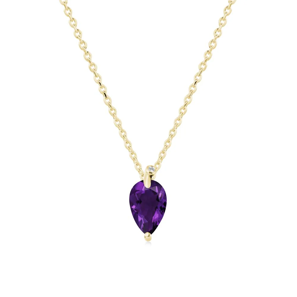 Pear Shaped Amethyst Leaf Necklace - Image 7