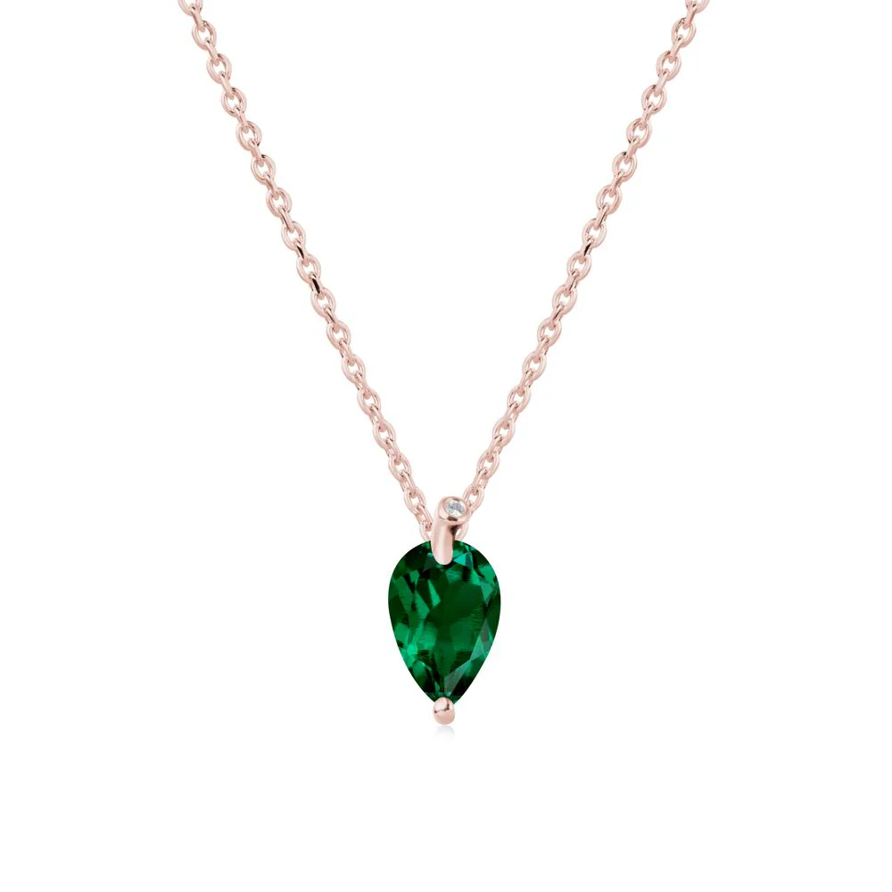 Pear Shaped Emerald Leaf Necklace - Image 4