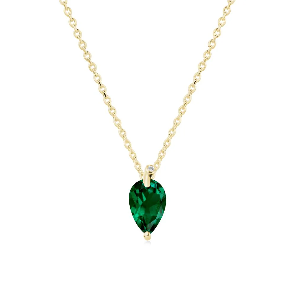 Pear Shaped Emerald Leaf Necklace - Image 6