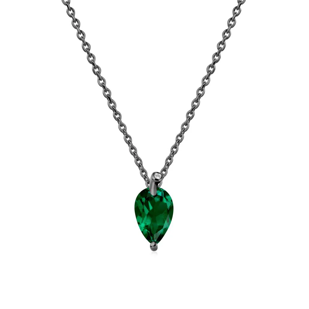 Pear Shaped Emerald Leaf Necklace - Image 7