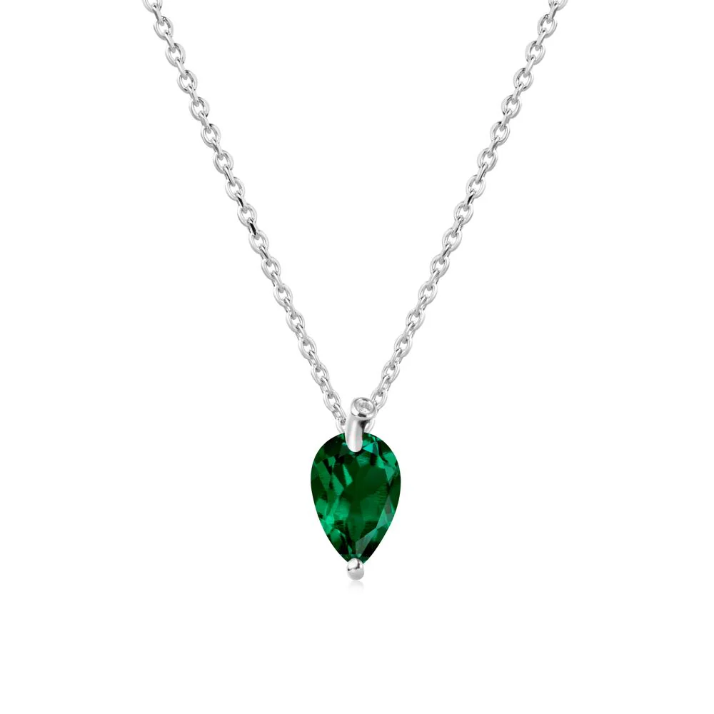 Pear Shaped Emerald Leaf Necklace - Image 9
