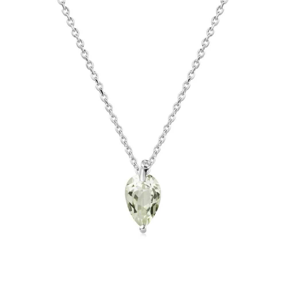 Pear Shaped Green Amethyst Leaf Necklace - Image 6