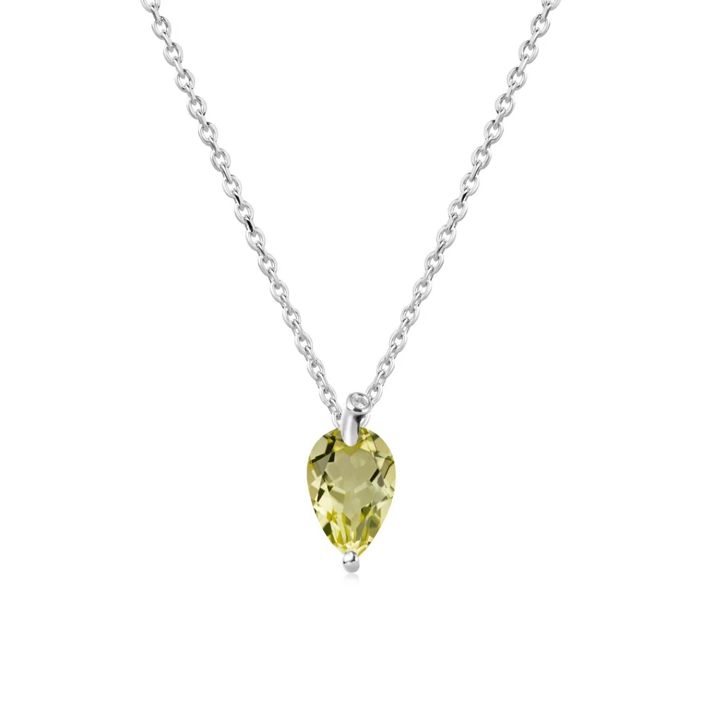 Pear Shaped Lemon Quartz Leaf Necklace - Image 6