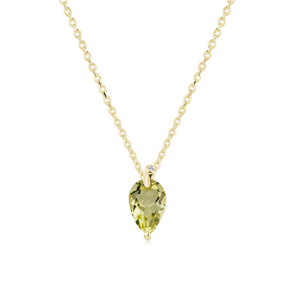 Pear Shaped Lemon Quartz Leaf Necklace - Image 7