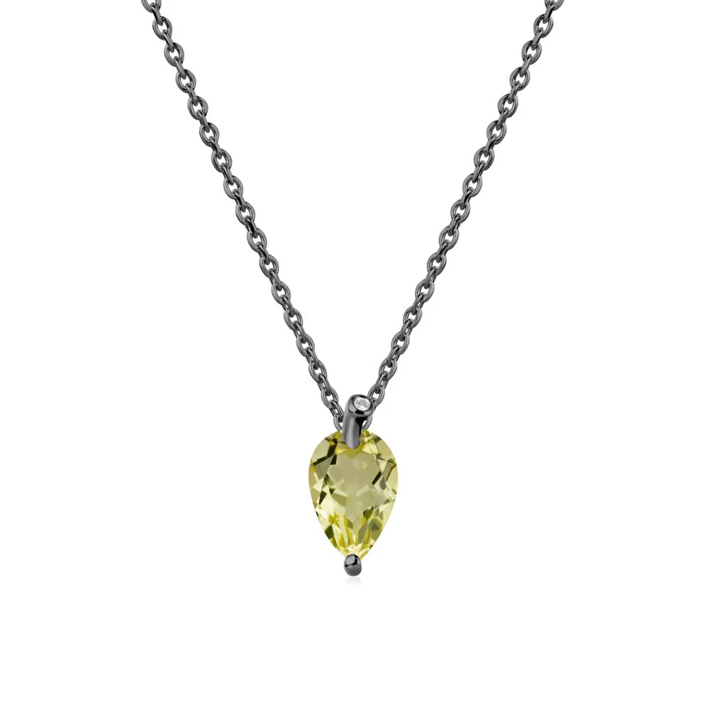 Pear Shaped Lemon Quartz Leaf Necklace - Image 8