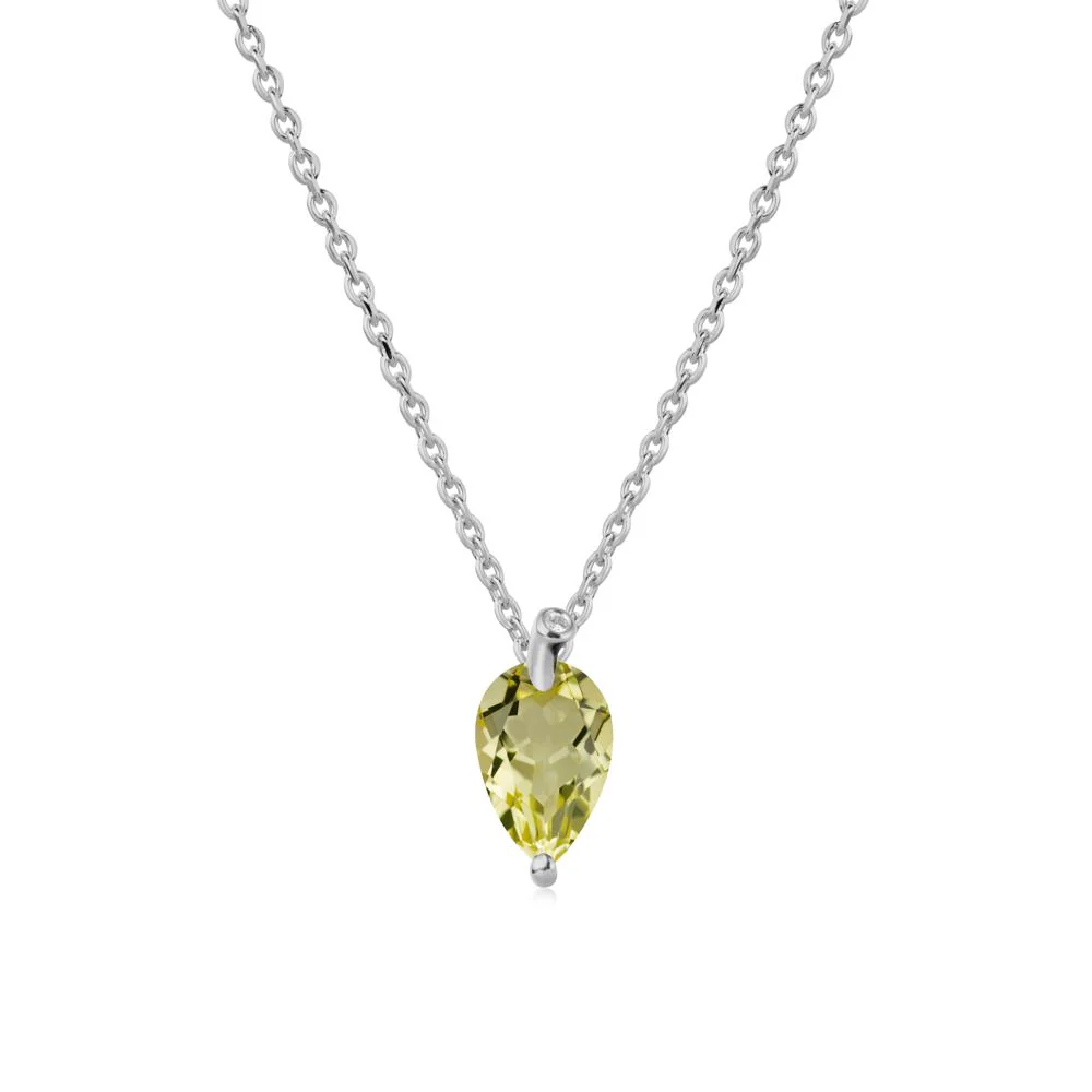 Pear Shaped Lemon Quartz Leaf Necklace - Image 9