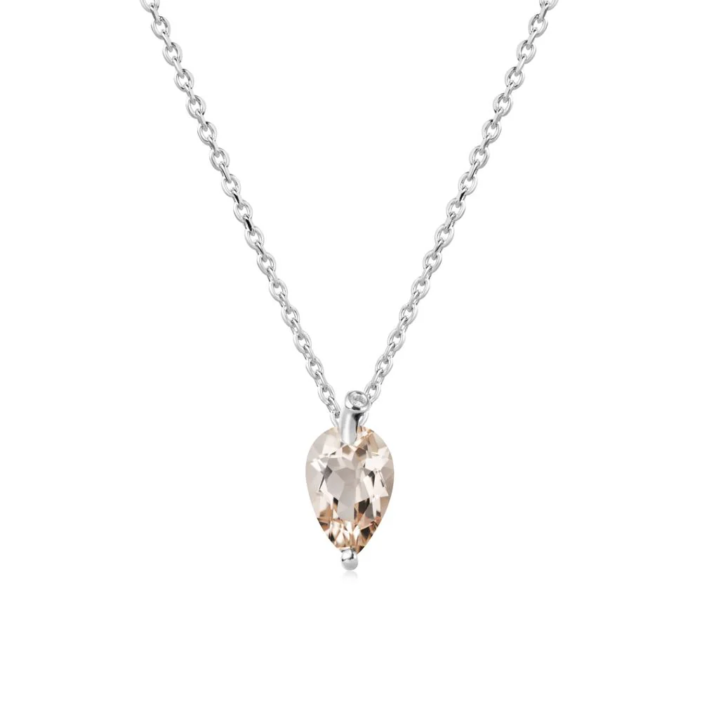 Pear Shaped Morganite Leaf Necklace - Image 3