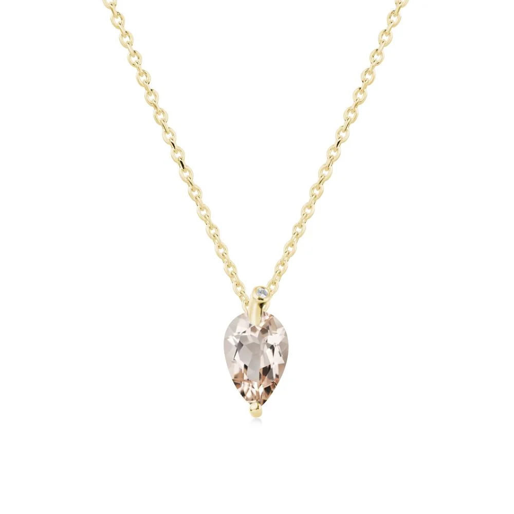 Pear Shaped Morganite Leaf Necklace - Image 7