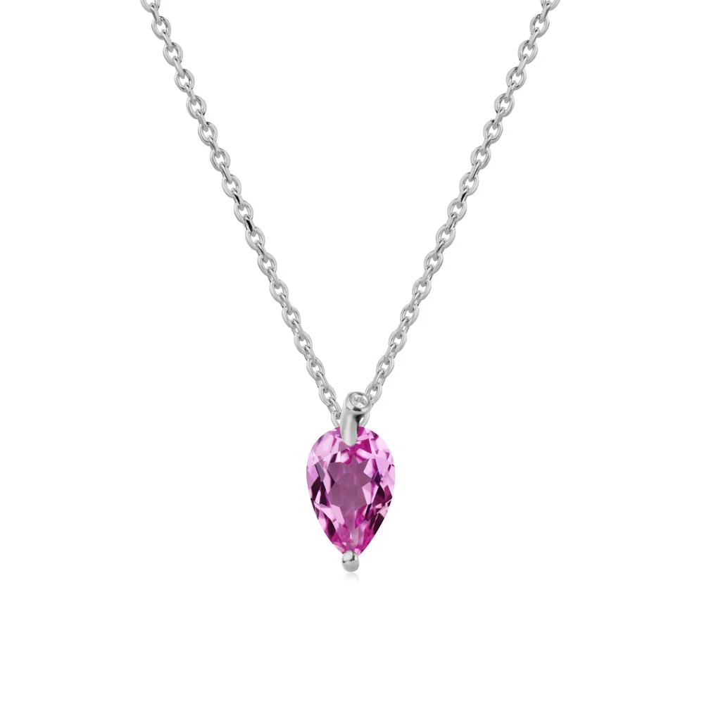 Pear Shaped Pink Sapphire Leaf Necklace - Image 8
