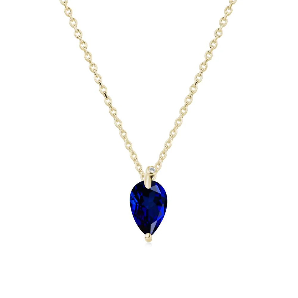 Pear Shaped Sapphire Leaf Necklace - Image 4