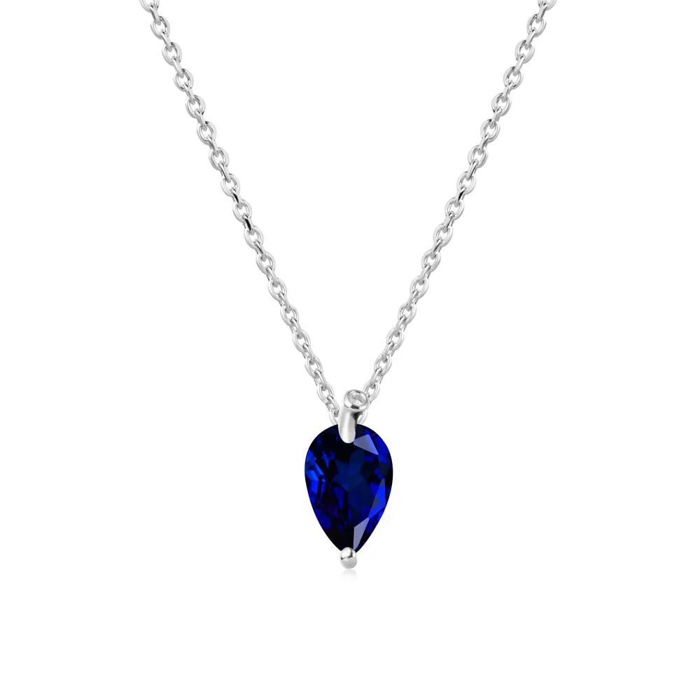 Pear Shaped Sapphire Leaf Necklace - Image 6