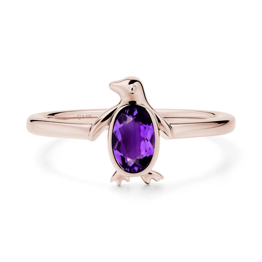 Penguin Inspired Bezel Setting Amethyst Ring - Image 2