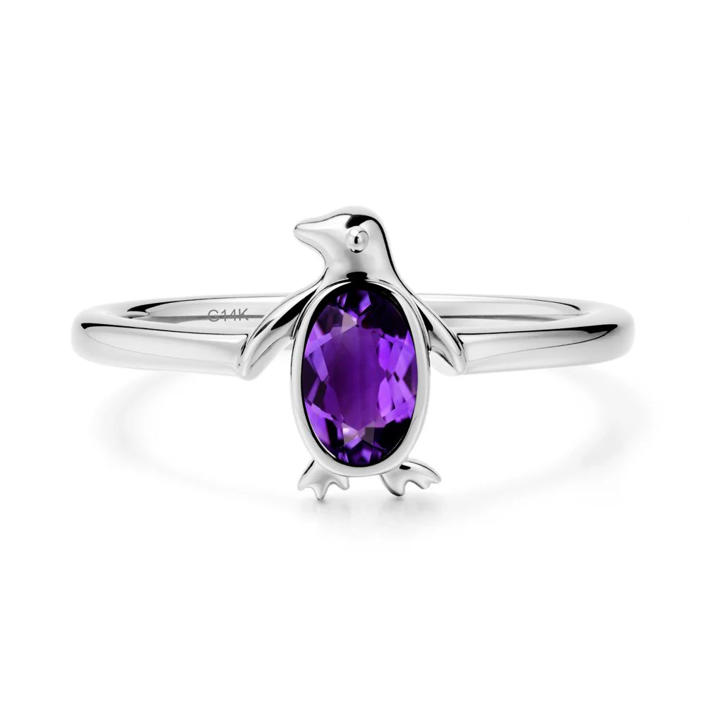 Penguin Inspired Bezel Setting Amethyst Ring - Image 3