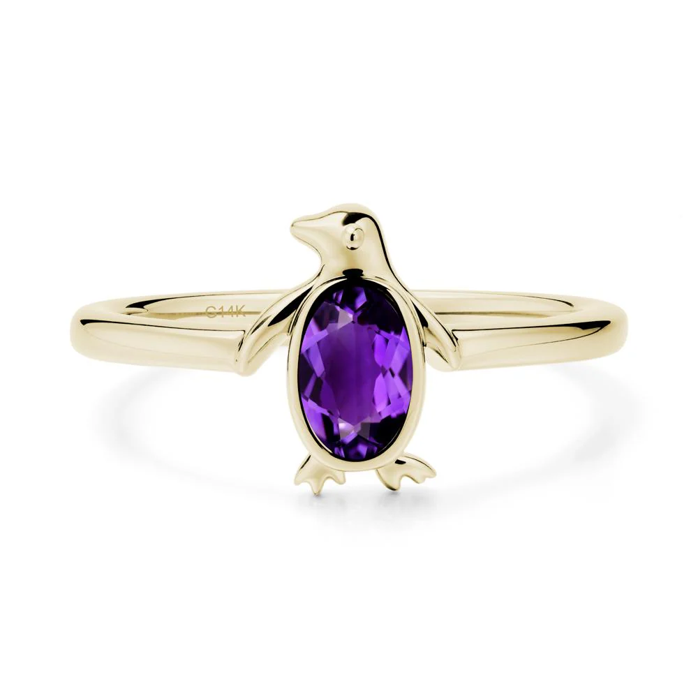 Penguin Inspired Bezel Setting Amethyst Ring - Image 4