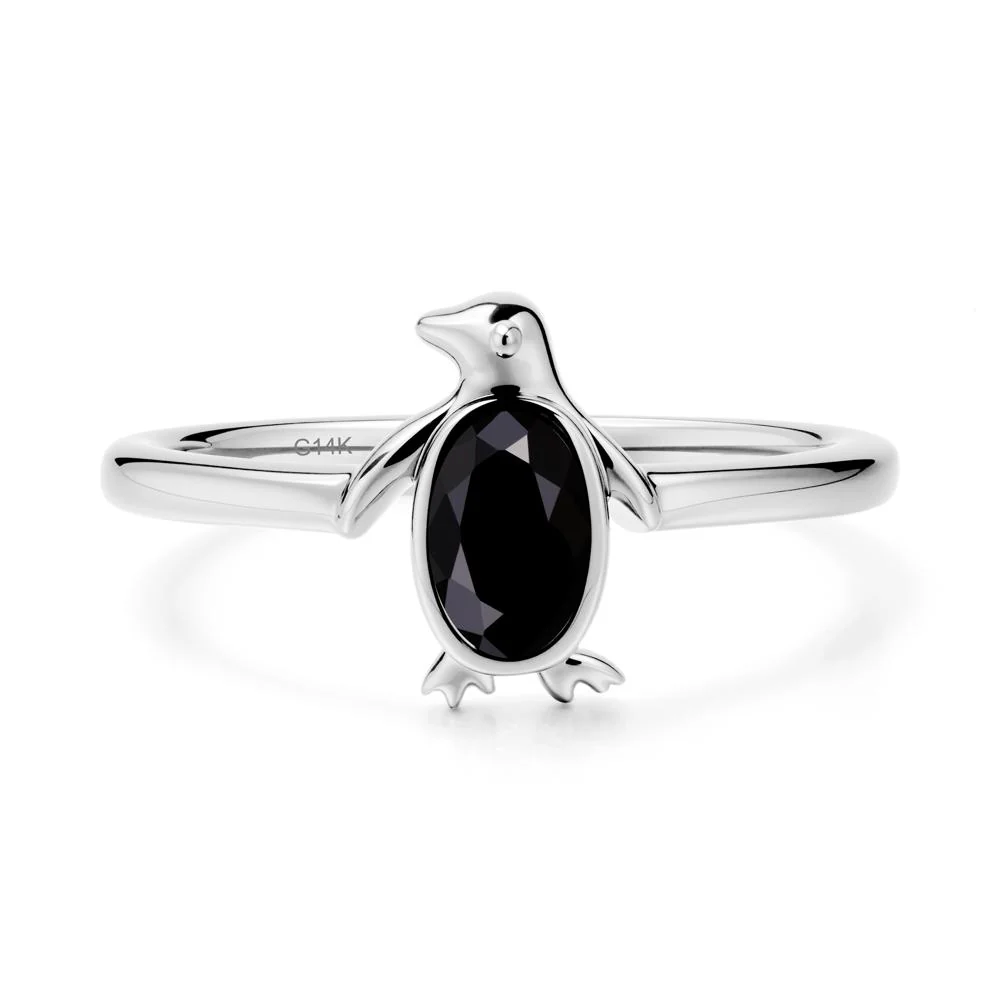 Penguin Inspired Bezel Setting Black Spinel Ring - Image 3
