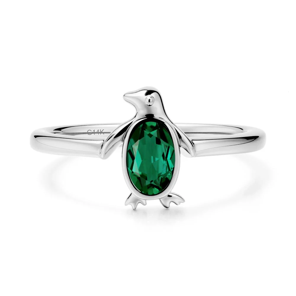 Penguin Inspired Bezel Setting Emerald Ring - Image 2
