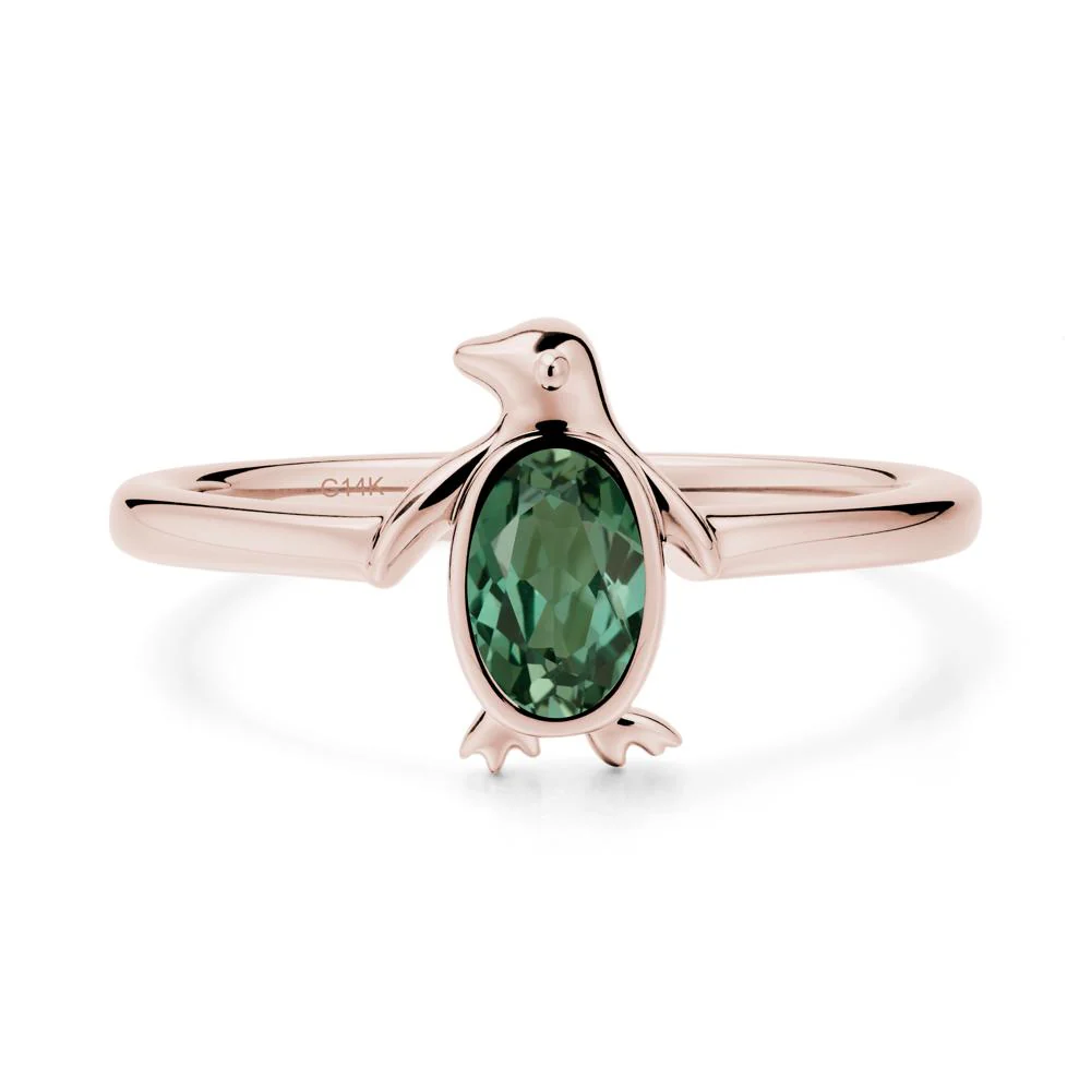 Penguin Inspired Bezel Setting Green Sapphire Ring - Image 2