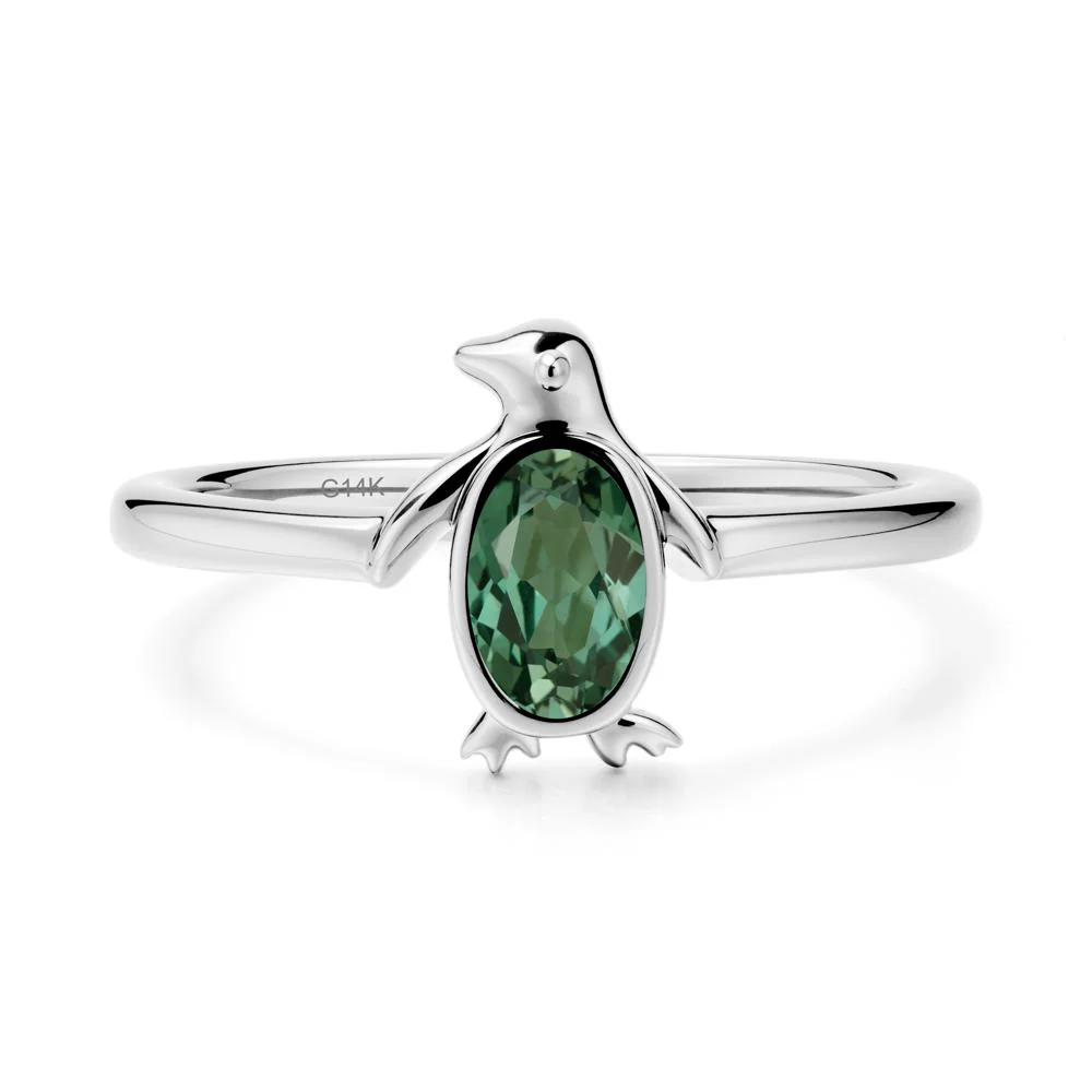 Penguin Inspired Bezel Setting Green Sapphire Ring - Image 3