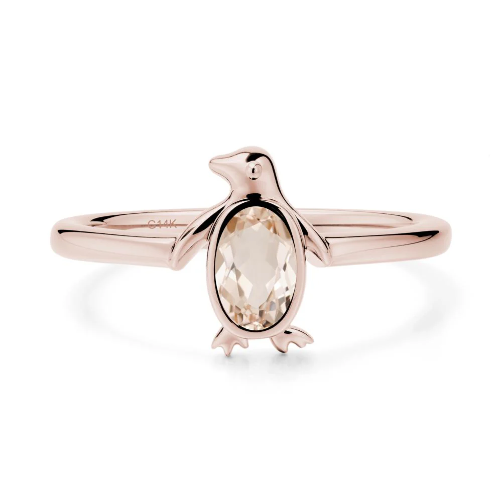Penguin Inspired Bezel Setting Morganite Ring