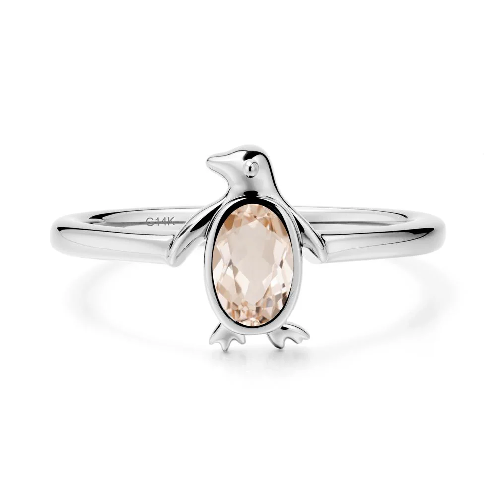 Penguin Inspired Bezel Setting Morganite Ring - Image 2