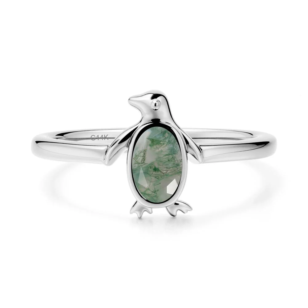 Penguin Inspired Bezel Setting Moss Agate Ring - Image 3