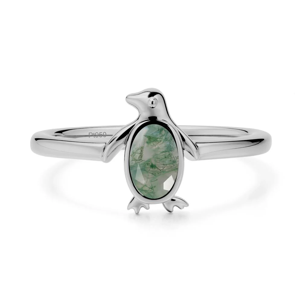 Penguin Inspired Bezel Setting Moss Agate Ring - Image 9