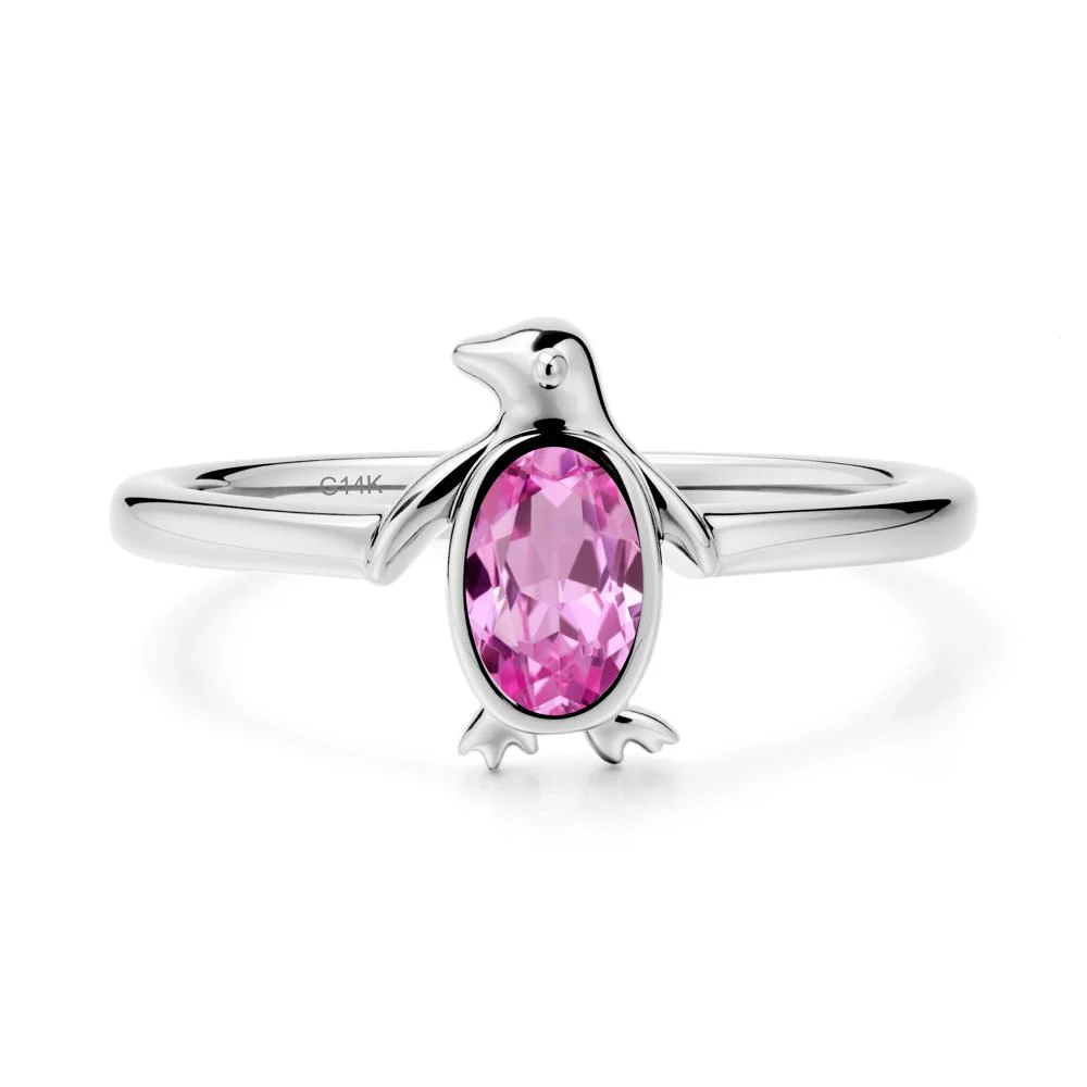 Penguin Inspired Bezel Setting Pink Sapphire Ring - Image 3
