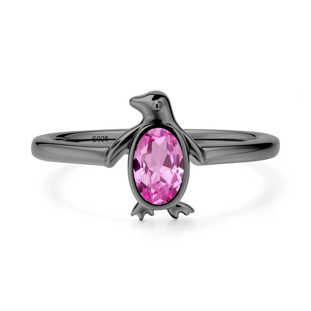 Penguin Inspired Bezel Setting Pink Sapphire Ring - Image 7