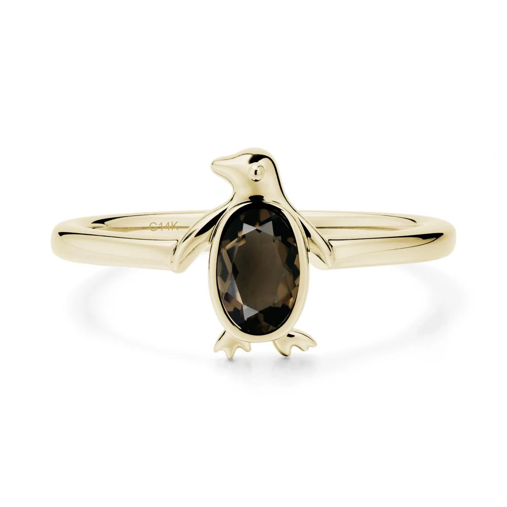 Penguin Inspired Bezel Setting Smoky Quartz Ring - Image 3