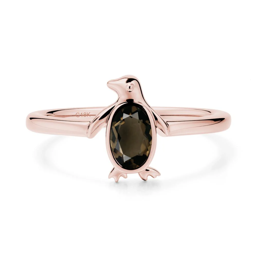 Penguin Inspired Bezel Setting Smoky Quartz Ring - Image 4