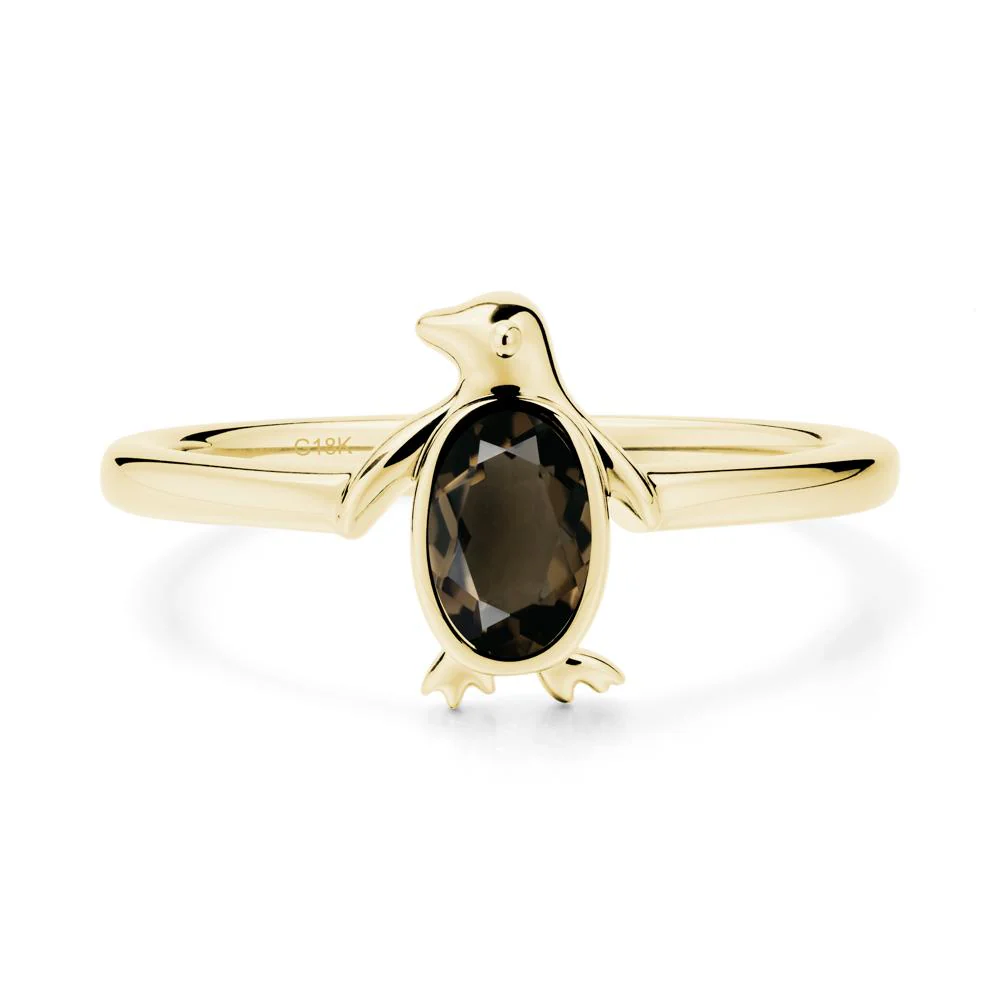 Penguin Inspired Bezel Setting Smoky Quartz Ring - Image 6