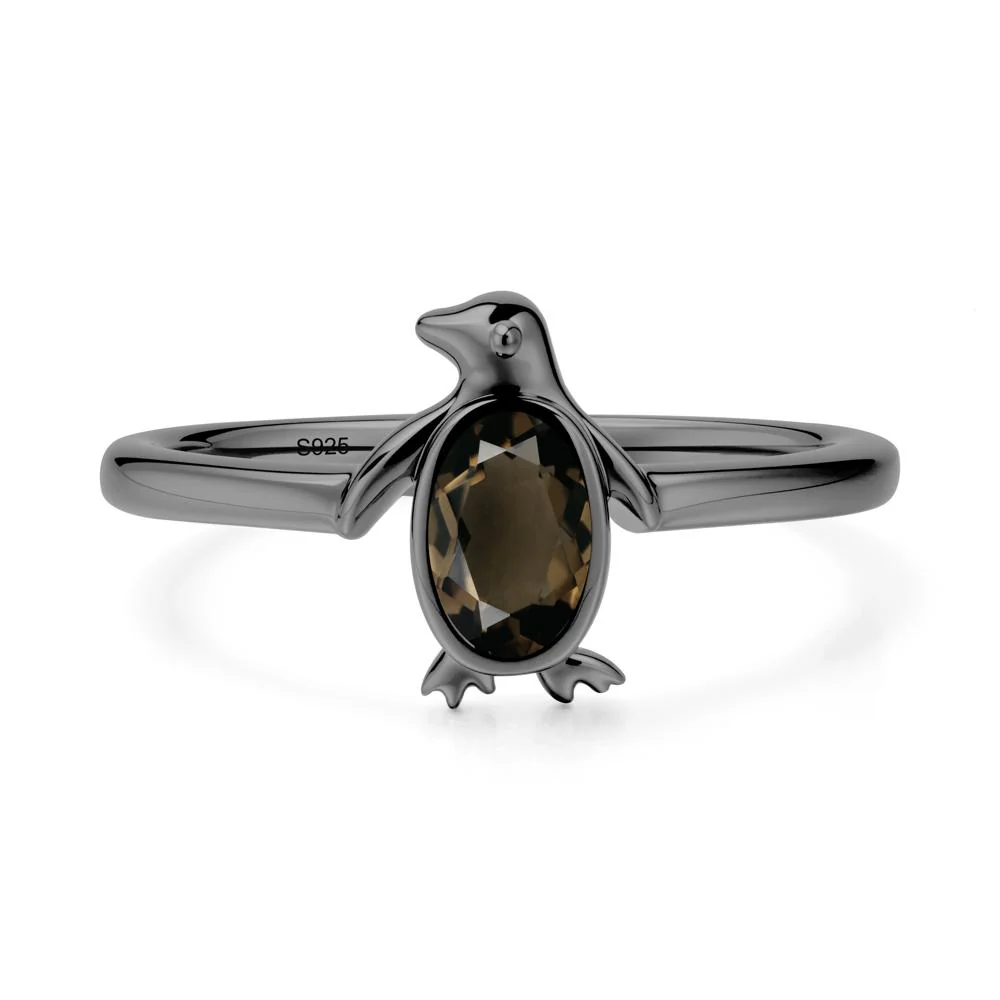 Penguin Inspired Bezel Setting Smoky Quartz Ring - Image 7