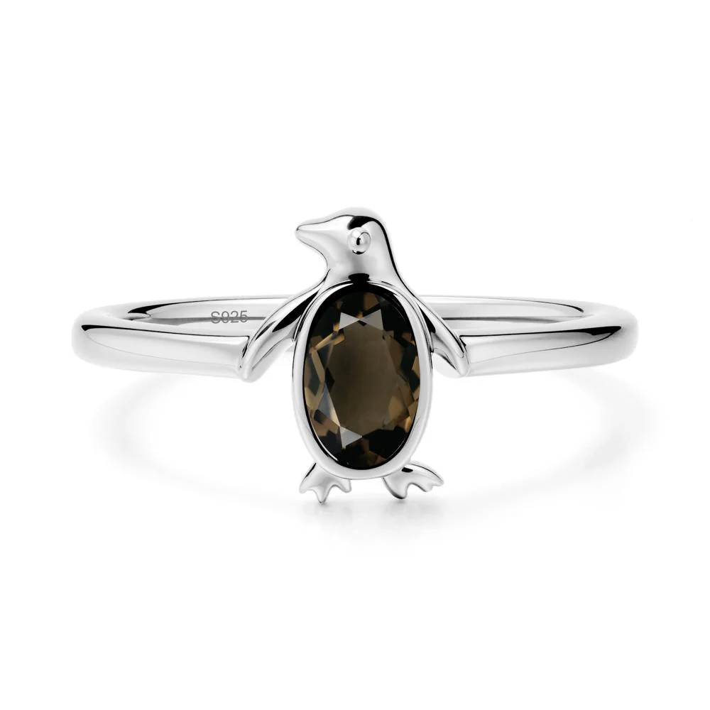 Penguin Inspired Bezel Setting Smoky Quartz Ring - Image 9