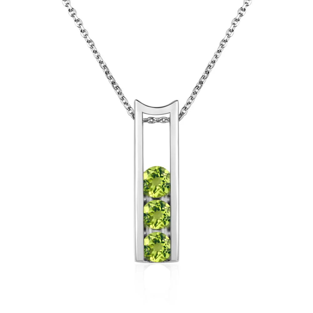 Peridot 3 Stones Mothers Necklace - Image 4